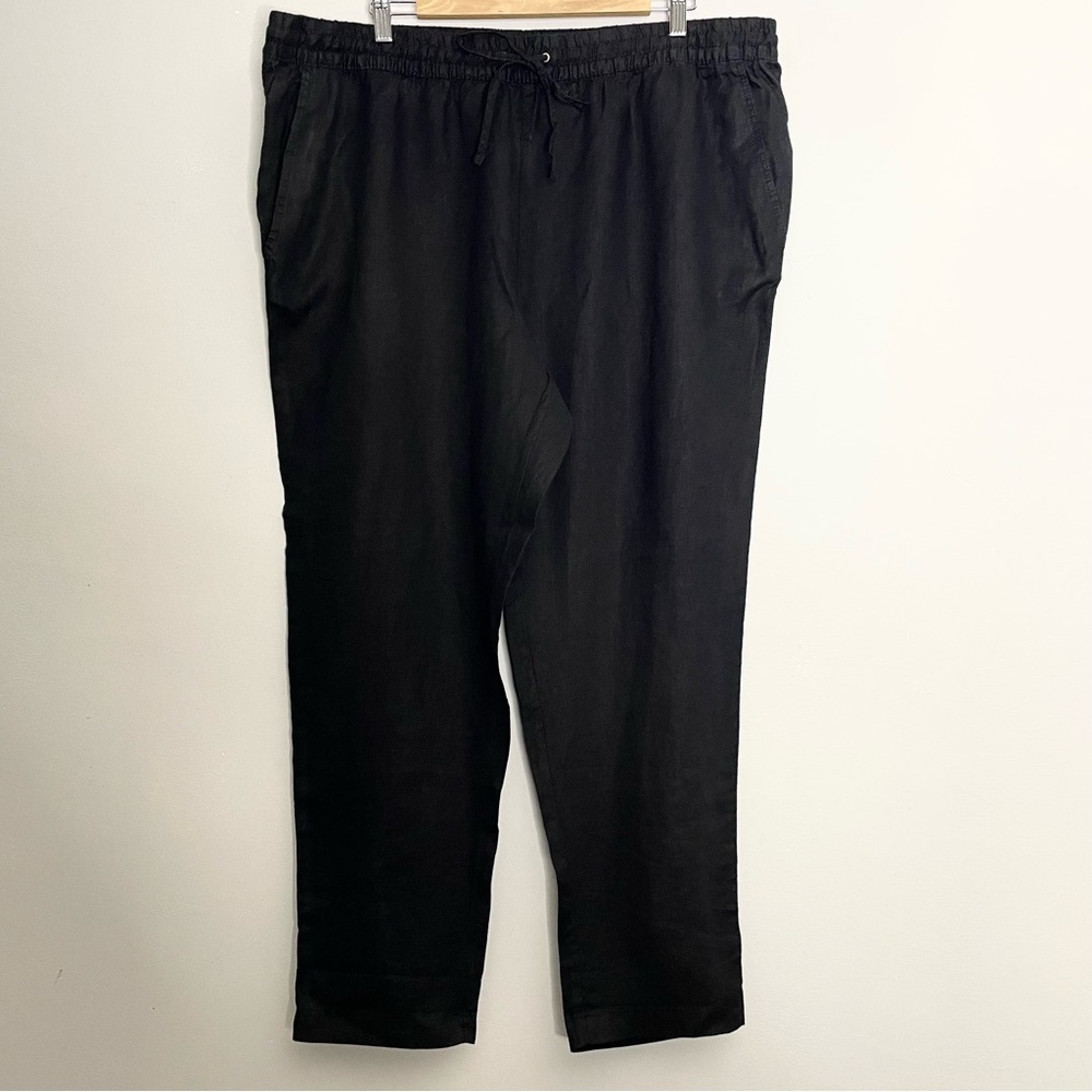 H&M+ Women’s Pull-On Linen Pants Black NWT Size XXL
